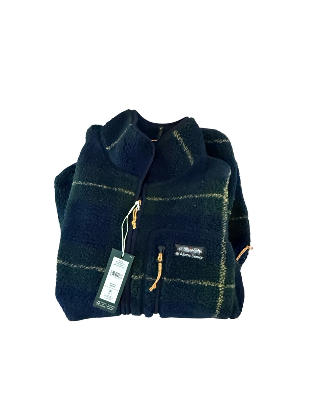 Alpine Design Navy and Green Plaid Sherpa Zip Jacket